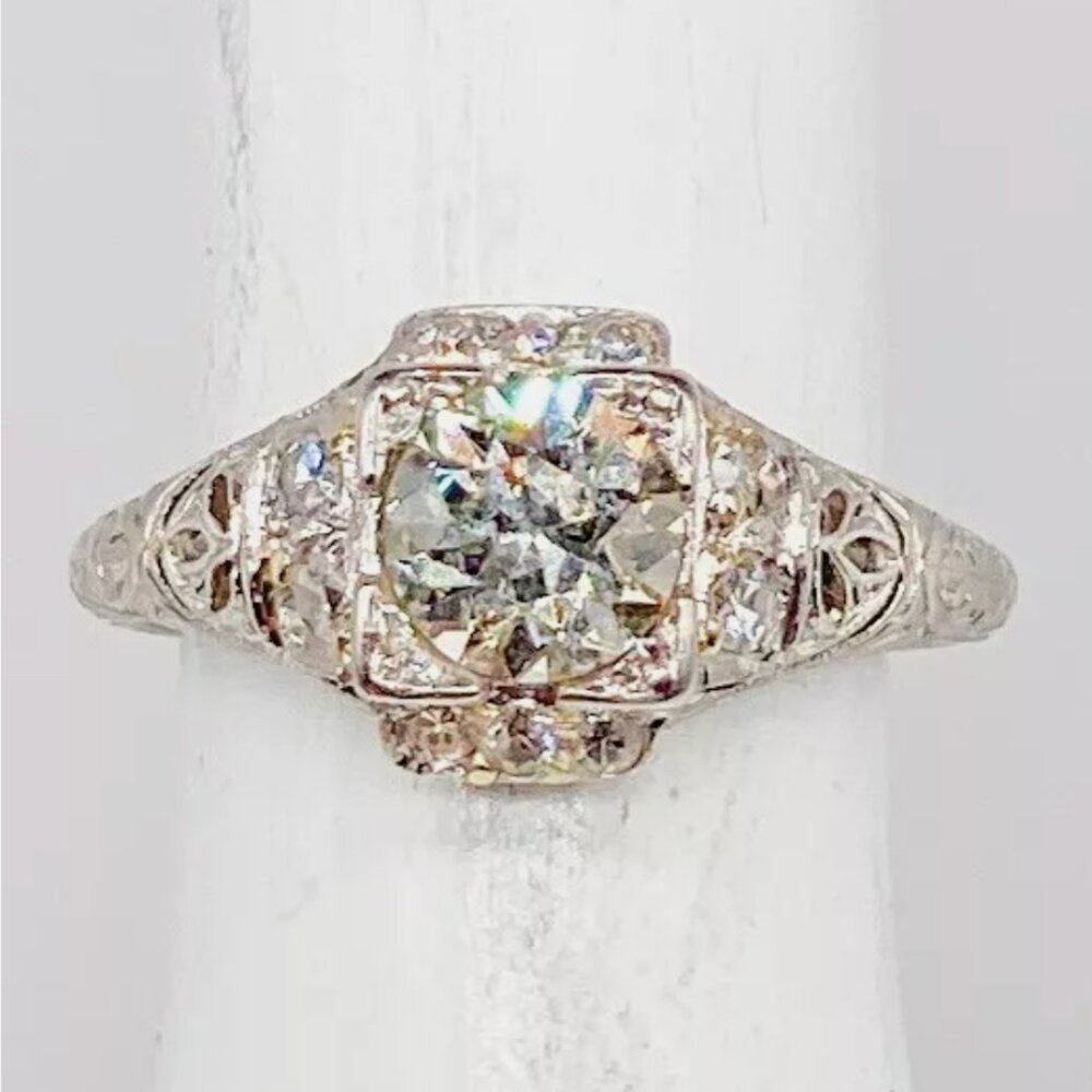 Signed 1.52ct VS K Euro Diamond Platinum Ring